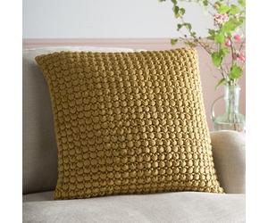 Appletree Heritage Bobble Velvet Filled Cushion 55 x 55cm - Ochre Decorative Scatter Pillow with Soft Textured Velvet Cover and Raised Bobble Detailing, Stylish Accent Cushion for Sofa or Bed