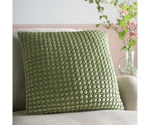 Appletree Heritage Bobble Velvet Filled Cushion 55 x 55cm - Olive Decorative Scatter Pillow with Soft Textured Velvet Cover and Raised Bobble Detailing, Stylish Accent Cushion for Sofa or Bed