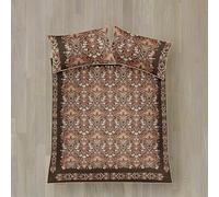 Appletree Heritage Double Duvet Cover Set, 100% Cotton Sateen, 200 Thread Count, Floral Pattern, 200x200cm, Chocolate, with 2 Pillowcases, Orange