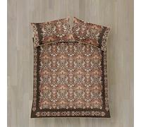 Appletree Heritage Duvet Cover Set, 100% Cotton Sateen, Super-King 260x220cm, Chocolate, Floral Pattern, 200 Thread Count, with 2 Pillowcases, Orange