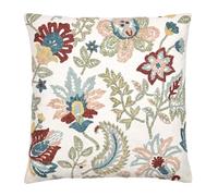 Appletree Heritage Filled Cushion, Embroidered Floral Pattern, Decorative Throw Pillow, 1 Piece, 43 x 43 cm, Multi-Coloured, 100% Cotton, Square