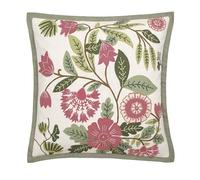 Appletree Heritage Filled Cushion, Floral Embroidered, Decorative Throw Pillow, 1 Piece, 43 x 43 cm, Green, 100% Cotton, Square Shape