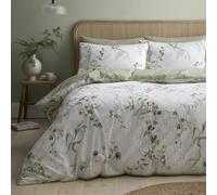 Appletree Heritage Floral Trellis Green Duvet Cover Set King - Floral Piping Trim Bedding - Breathable Cotton - Includes 1 Duvet Cover (220 x 230cm) & 2 Pillowcases - Green Floral Bedroom Set