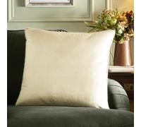 Appletree Heritage Harlan Velvet Cushion 55 x 55cm Cream - Soft Velvet Decorative Cushion with Piped Edge, Includes Cushion Pad