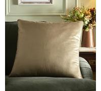 Appletree Heritage Harlan Velvet Cushion 55 x 55cm Taupe - Soft Velvet Decorative Cushion with Piped Edge, Includes Cushion Pad
