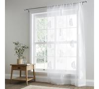 Appletree Heritage - Leaf Embroidery - Slot Top Voile Panel - 55" Width x 90" Drop (140 x 228 cm) in White