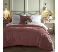 Appletree Heritage Velvet Bedspread, Pink, 100% Polyester, 150 x 220 cm, Quilted, Plain Dye Design with Floral Reverse