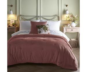 Appletree Heritage Velvet Bedspread, Pink, 100% Polyester, 150 x 220 cm, Quilted, Plain Dye Design with Floral Reverse