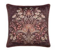 Appletree Heritage Velvet Cushion, 100% Polyester Fill, Classic Floral Design, 43 x 43 cm, Chocolate, Square, Piped Border Detail, Polyester Cover, Two-tone Floral Pattern, Adult