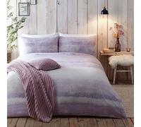 Appletree - Mauve Fade Dye Duvet Cover - Super King Bedding Size (260 x 220cm) - Soft 100% Brushed Cotton - 2 Pillowcases - Stripe Duvet Cover in Purple - Gradient Tip Dye Duvet Cover - Purple Bedding