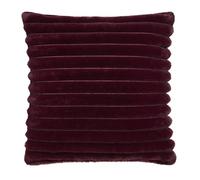 Appletree Hygge Decorative Cushion Cover, Horizontal Ribbed Faux Fur, Living Room Bedroom, 1 Piece, 43 x 43 cm, Burgundy, 100% Polyester, Square