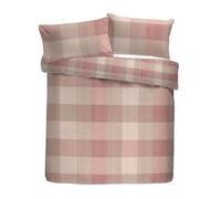 Appletree Hygge Duvet Cover Set, 100% Brushed Cotton, King Size 230x220cm, Natural, Check Pattern, 2 Pillowcases, Orange