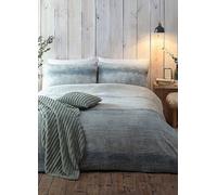 Appletree Hygge Green Anson Stripe 100% Brushed Cotton Duvet Cover Set Green