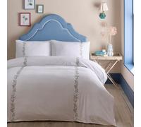 Appletree Julianna Embroidery 100% Cotton Embroidered Floral White Duvet Cover Set