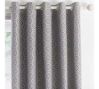 Appletree Loft - Asha - Jacquard Pair of Eyelet Curtains - 66" Width x 90" Drop (168 x 229cm) in Slate