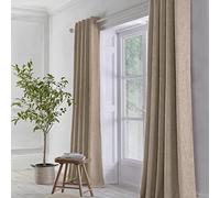 Appletree Loft - Boucle - Woven Pair of Eyelet Curtains - 46" Width x 54" Drop (117 x 137cm) in Linen