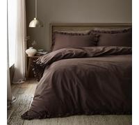 Appletree Loft Cassia Frill Chocolate Duvet Cover Set King - Frilled Trim Bedding - Breathable Cotton - Includes 1 Duvet Cover (220 x 230cm) & 2 Pillowcases - Chocolate Cassia Frill Bedroom Set