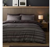 Appletree Loft Chevron Stripe Chocolate Duvet Cover Set Super King - Stripe Piping Trim Bedding - Breathable Cotton - Includes 1 Duvet Cover (260 x 220cm) & 2 Pillowcases