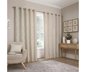 Appletree Loft - Harvest - Jacquard Pair of Eyelet Curtains - 66" Width x 72" Drop (168 x 183cm) in Natural
