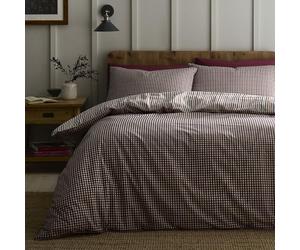 Appletree Loft Micro Check Berry Duvet Cover Set Double - Piping Trim Bedding - Breathable Cotton - Includes 1 Duvet Cover (200 x 200cm) & 2 Pillowcases - Berry Check Bedroom Set