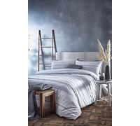 Appletree Loft - Sanya - Cross stitch and textured stripes Duvet Cover Set - Double Bed Size in Silver