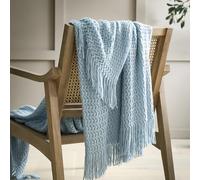 Appletree Loft - Textured Knit - Knitted Throw - 130 x 180cm in Blue