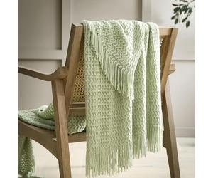 Appletree Loft Textured Knit Throw 130 x 180cm Green - Soft Knitted Blanket for Sofa or Bed with Chunky Pattern, Cosy Lightweight Decorative Home Throw in Green
