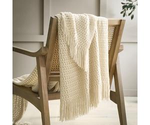 Appletree Loft Textured Knit Throw 130 x 180cm Natural - Soft Knitted Blanket for Sofa or Bed with Chunky Pattern, Cosy Lightweight Decorative Home Throw in Natural