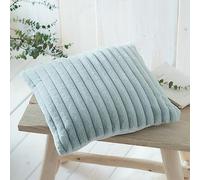 Appletree - Mint Green Faux Fur Cushion (43 x 43cm) - Filling Included - Green Fur Cushion - Super Soft Fake Rabbit Fur Cushion - Sage Green Lined Faux Fur Cushion - Green Stripe Fur Cushion