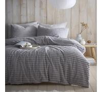 Appletree Morritz Grey Duvet Cover Set Single - Stripe Tufted Bedding - Super Soft Polyester - Includes 1 Duvet Cover (140 x 200cm) & 1 Pillowcase - Grey Stripe Bedroom Set