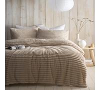 Appletree Morritz Natural Duvet Cover Set Super King - Stripe Tufted Bedding - Super Soft Polyester - Includes 1 Duvet Cover (260 x 220cm) & 2 Pillowcases - Natural Stripe Bedroom Set