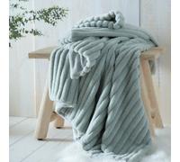 Appletree Mint Green Faux Fur Throw (180x130cm) - Soft Touch Blanket for Sofa & Bed - Fake Rabbit Fur Imitation - Plush Green Fur Throw - Luxury Home Decor - Matching Cushion Available