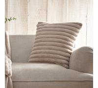 Appletree - Natural Faux Fur Cushion (43 x 43cm) - Super Soft Fake Rabbit Fur - Filling Included - Stripe Pattern