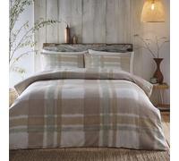 Appletree - Natural & Sage Green Flannelette Duvet Cover - King Bedding Size (230 x 220cm) - Super Soft 100% Brushed Cotton - Light Brown & Green Tartan Bedding - Checkered Duvet Set - Plaid Bed Set