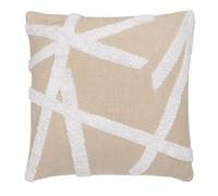 Appletree Natural Tufted Throw Pillow - 43x43cm - 100% Cotton Cover with 100% Polyester Fill - Geometric Linen Look - Contemporary Neutral Design - Square Cushion with Insert Included