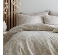 Appletree - Natural & White Geometric Duvet Cover - Single Bedding Size (140 x 200cm) - 1 Pillowcase - Easy Care & Washable - Contemporary Bedding in Natural - Crinkle Duvet Cover in Natural