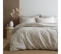 Appletree - Natural & White Geometric Duvet Cover - Double Bedding Size (200 x 200cm) - 2 Pillowcases - Easy Care & Washable - Contemporary Bedding in Natural - Crinkle Duvet Cover in Natural 0