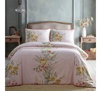 Appletree - Pink Floral Duvet Cover Sets - Double Bedding Size (200 x 200cm) - Botanical Bedding Sets & Pillowcases - Pink Garden Flowers Bedding - Luxury Bedding (Sateen Cotton) - Trudy Collection