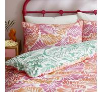 Appletree - Pink Tropical Leaf Duvet Cover - Single Bedding Size (140 x 200cm) - 100% Cotton - Reversible 2 Colours - 1 Pillowcase - Green Jungle Duvet Set - Tropical Palm Leaves Bedding in Pink