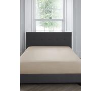 Appletree 'Premium 200TC Plain Dye' Hotel Quality 100% Percale Cotton Fitted Bed Sheet in Natural | Size: Single Fitted Appletree Natural Single Fitted