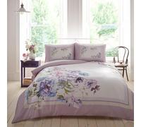 Appletree - Purple Lilac Floral Duvet Cover - Super King Bedding Size (260 x 220cm) - Reversible Designs - Soft 100% Cotton - 200 Thread Count - 2 Pillowcases - Botanical Flower Bedding in Purple