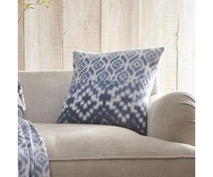 Appletree Sakari Blue Ganado Cushion - 43 x 43cm - Soft Heavy Brushed Cotton with Piped Edge - Tribal Pattern Decorative Cushion - Cover & Filling Included - Blush Blue Home Decor Accent