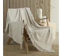 Appletree Sakari Ganado Tribal Throw Blanket - Soft Touch Blue Sofa Throw with Tassels - Lightweight Decorative Bed & Couch Blanket - 180 x 130cm - Matching Cushion Available