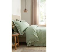 Appletree Scallop Edge 100% Cotton Green Duvet Cover Set