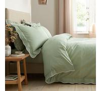 Appletree Scallop Edge 100% Cotton Green Duvet Cover Set