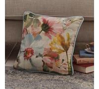 Appletree Serenity Duck Egg Floral Cushion - Reversible - 43 x 43cm - Soft Touch Velvet with Piped Edge - Cushion Cover & Filling Included - Vintage Flower Design for Sofa or Bedroom
