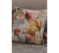Appletree Serenity Duck Egg Floral Cushion - Reversible - 43 x 43cm - Soft Touch Velvet with Piped Edge - Cushion Cover & Filling Included - Vintage Flower Design for Sofa or Bedroom