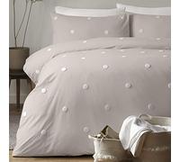 Appletree Signature Dot Garden 100% Cotton Tufted Duvet Cover Set, Linen/White, Single