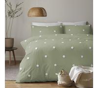 Appletree 'Dot Garden' 100% Cotton Embellished Duvet Cover Set in Light Green | Size: Double Appletree Light Green Double