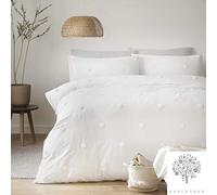 Appletree Signature Duvet Cover Set King - Dot Garden Design - 100% Cotton Bedding - White with White Polka Dots - Includes 1 Duvet Cover (230x220cm) & 2 Pillowcases (50x75cm)